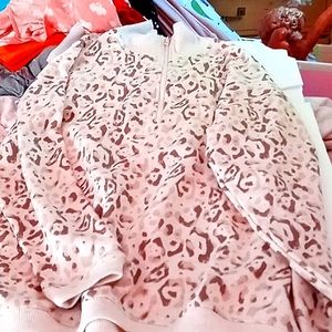 Aerie animal print cozy oversized 1/4 zip  sweatshirt